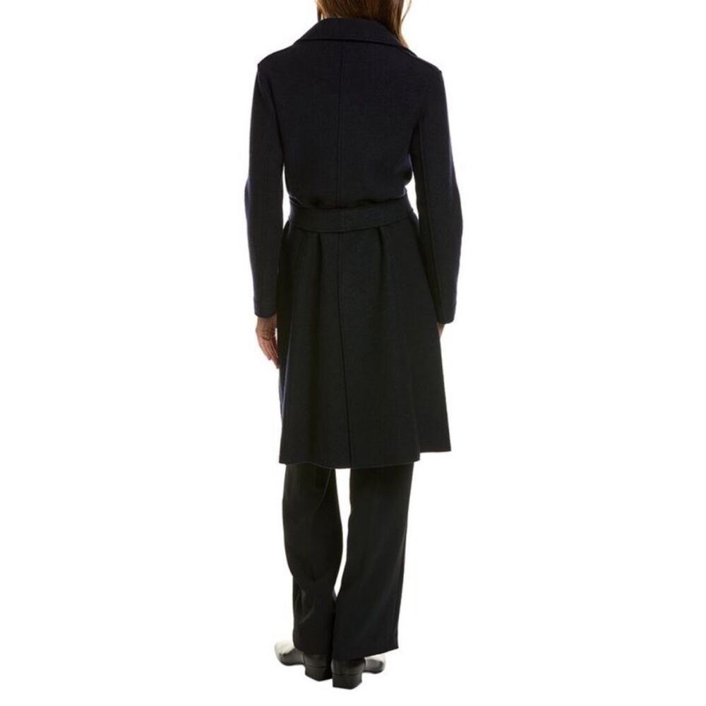 Cinzia Rocca Due wool cashmere black belted long coat jacket size 12 - Picture 2 of 8
